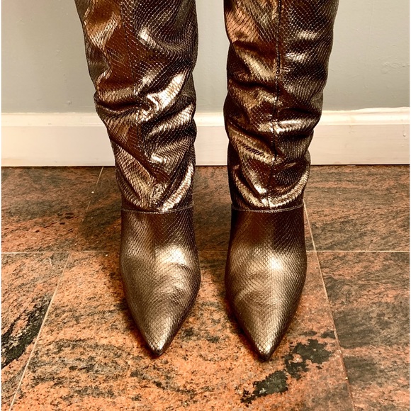 I’m selling a Metallic Bronze snakeskin boot. - Picture 1 of 3